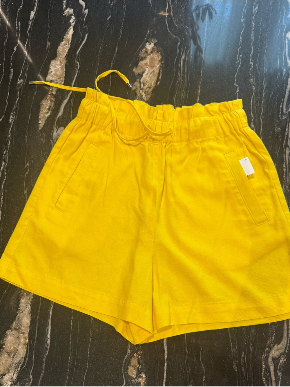 United Colors Of Benetton Bright Yellow High-Waist Elastic Shorts